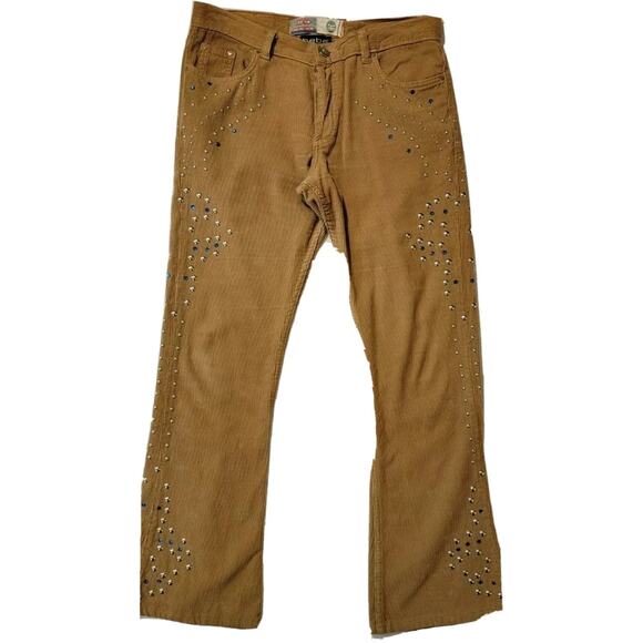 Bebe Womens Tan Carmel Soft Corduroy Bootcut Jeans Silver Stud Embellishments 29 - Picture 1 of 9
